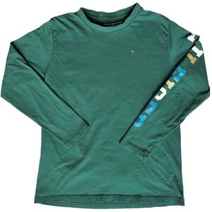 Tommy Hilfiger Size Large 16/18 Boys Dark Green Logo long sleeve shirt